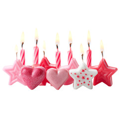 Celebrate special moments with a vibrant collection of festive birthday candles shaped like hearts and stars, perfect for adding joy and sparkle to any celebration