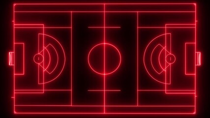 Multi-Use Playfield aerial ,neon light Aerial view of a multi-use playfield with soccer and lacrosse. Top view. black background 4k video . - Powered by Adobe