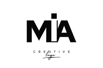 Obraz premium MIA Creative Minimalistic Negative Space Latter Logo with Modern Monogram for Branding and Business Letter mark Logo with Initial Letters Logo Design for Branding. 