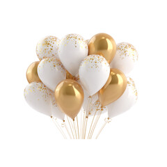 Elegant cluster of white and gold balloons adorned with sparkling stars, perfect for creating celebratory moments and festive atmospheres at any special occasion.
