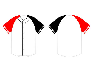 Baseball jersey template red black white raglan style