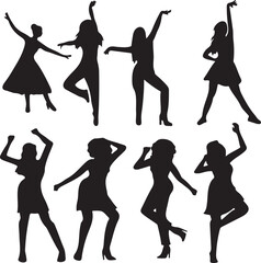 silhouettes of dancing girls