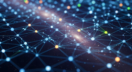 Fototapeta premium Conceptual illustration of a decentralized digital network, representing global connectivity and the future of data communication