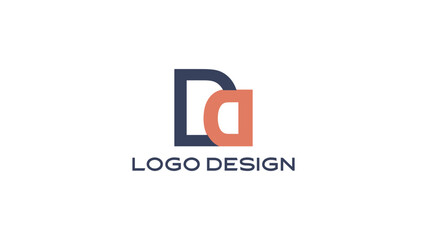 Stylish DD monogram logo design with geometric letter combination in blue and orange, suitable for modern branding, company identity, and professional corporate use.