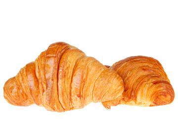 Crisp fresh croissants in the background