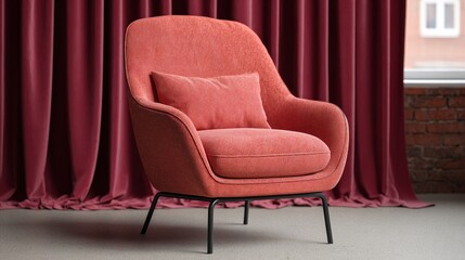 Cozy terracotta armchair whispers hygge warmth, embracing solitude rituals, and capturing the essence of World Stationery Day comfort