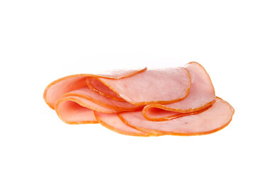 Pork ham slices isolated on white background