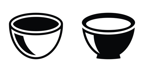 Soup bowl meal vector icon set. Bowl vector icon. Vector icon illustration of a bowl. Flat style bowl icon. EPS 10