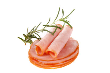 Pork ham slices isolated on white background