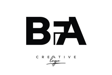 Fototapeta premium BFA Creative Minimalistic Negative Space Latter Logo with Modern Monogram for Branding and Business Letter mark Logo with Initial Letters Logo Design for Branding. 