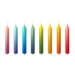 Vibrant rainbow gradient birthday candles create a festive and celebratory atmosphere perfect for parties and special occasions adding a pop of color and joy to any event.