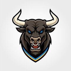 angry bull head vector illustration mascot 