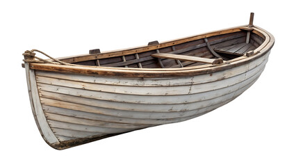 Best quality Vintage Wooden Rowboat isolated on white background. Classic Handcrafted Boat illustration on white