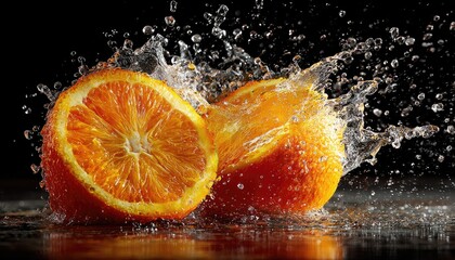 Orange slices exploding in water splashes (4)