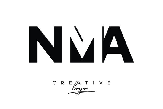 NMA Creative Minimalistic Negative Space Latter Logo with Modern Monogram for Branding and Business Letter mark Logo with Initial Letters Logo Design for Branding.	