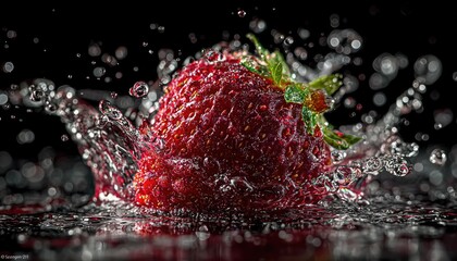 Red strawberry in water splash (2)