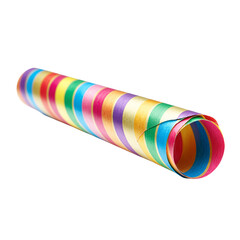 Vibrant rainbow striped paper unrolled for creative projects and festive gift wrapping, perfect for adding a pop of color and celebration to any occasion
