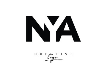 NYA Creative Minimalistic Negative Space Latter Logo with Modern Monogram for Branding and Business Letter mark Logo with Initial Letters Logo Design for Branding.	
