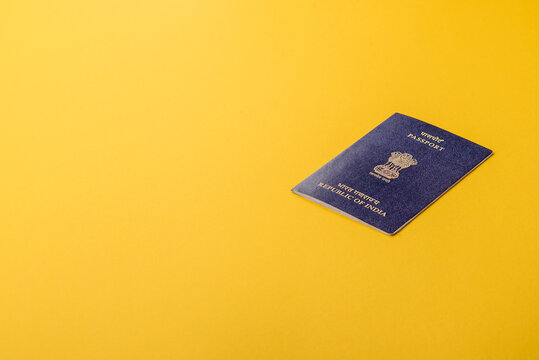 Indian passport for travelling, flying and doing business. India document, id