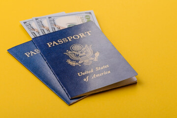 US passport for travelling, flying and doing business. USA document, id