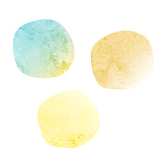 かわいい水彩のやわらかい形のフレームイラストセット（青・水色・オレンジ・黄色）