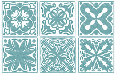 Vintage Ornamental Tiles PNG Collection