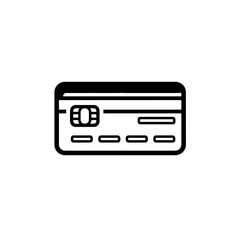 Black vector credit card icon on a web button for online business transactions