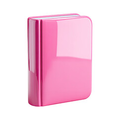 Shiny, bright pink book with a subtly rounded spine, rendered in a glossy 3D style, suggesting a digital or conceptual representation