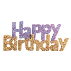 Sparkling glitter 'Happy Birthday' cake topper with shimmering purple and gold letters adds a festive, celebratory touch to any special occasion, perfect for parties and events.