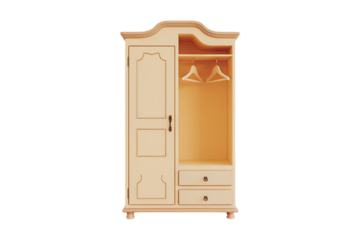 Elegant Cream-Colored Armoire with Intricate Details and Ample Storage Space for Clothing and Accessories