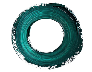 Teal ring with textured edges, swirling lines, and a dark center