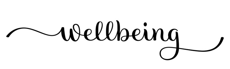 WELLBEING black vector brush calligraphy banner