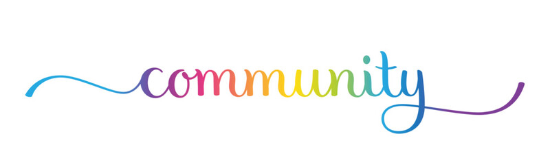 COMMUNITY colorful vector hand lettering banner with swashes