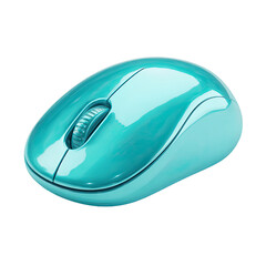 Sleek, teal-colored wireless computer mouse with a gently curved design and a visible scroll wheel