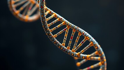 A DNA helix woven from mathematical formulas, entwining all known life within its spiral.