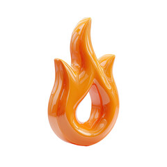 A stylized, glossy orange flame icon, rendered in 3D, with smooth curves and a teardrop shape, suggesting heat and energy