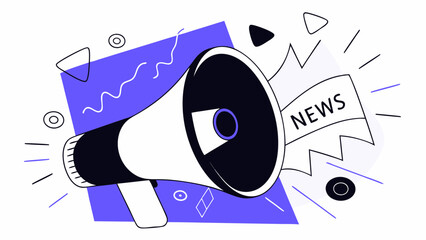 megaphone illustration art news social media propaganda information breaking collage with paper background texture trendy halftone event contemporary vector and public 54491820 1