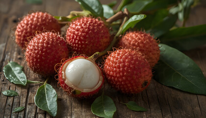 fresh red lychee fruit