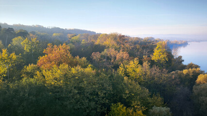 colorful autumn landscape around Danube river in Novi Sad