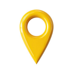 Glossy, 3D yellow map pin, smooth, rounded edges, location marker