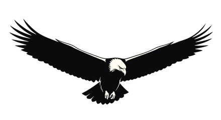 Striking vector illustration of a powerful eagle in flight, wings majestically spread wide, embodying freedom, strength, and precision in a clean, stylized graphic design