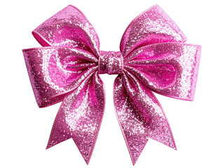Large, sparkly pink ribbon bow