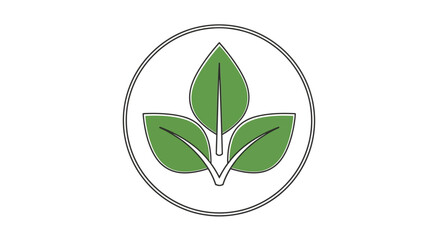Elegant three-leaf green plant icon in a simple circular outline, symbolizing nature's vitality, sustainable growth, and organic principles. Perfect for eco-friendly branding