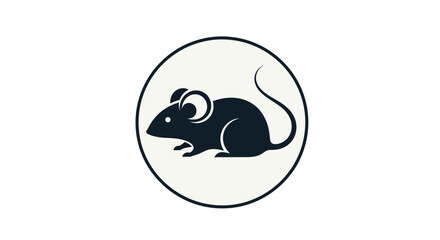 Simple black mouse silhouette design within a clean circular frame, ideal for digital graphic elements, animal symbolism, and minimalist visual communication projects