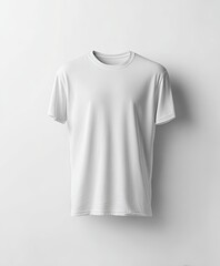 Blank white t-shirt, front view,  against a plain white background