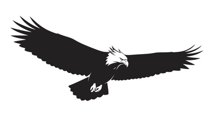Striking monochrome vector illustration of an eagle in full flight, representing freedom, power, and elegant artistic design