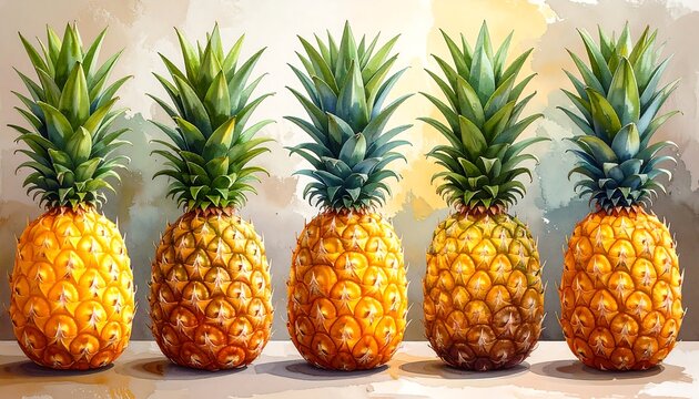 Five pineapples in a row