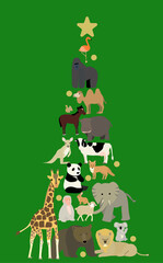 かわいい動物たちのクリスマスツリー