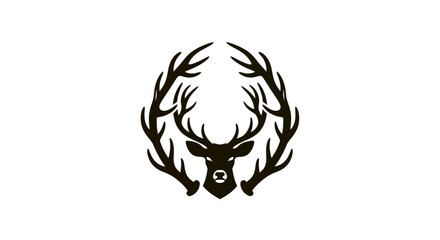 Elegant deer head illustration with symmetrical antlers, a powerful symbol of wilderness and natural beauty, perfect for branding or decorative design projects that seek a refined touch