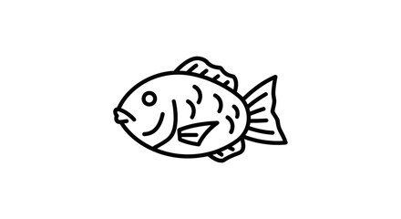 Stylized fish outline illustration, a versatile black vector graphic asset with a subtle nod to Japanese cultural aesthetics, perfect for creative projects and icon design